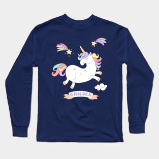 Cute Jumping Colorful Unicorn Long Sleeve T-Shirt